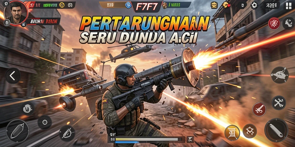 Tampilan aksi seru dalam gameplay F7F7 yang menegangkan.