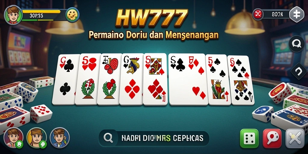 Screenshot utama HW777 menampilkan gameplay Domino yang mendebarkan.