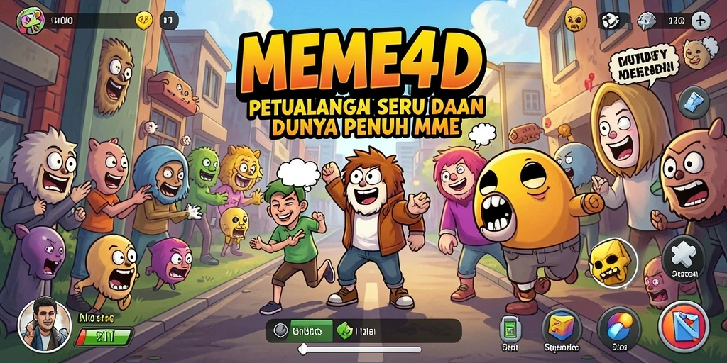 Screenshot gameplay MEME4D yang menunjukkan karakter ikonik beraksi.