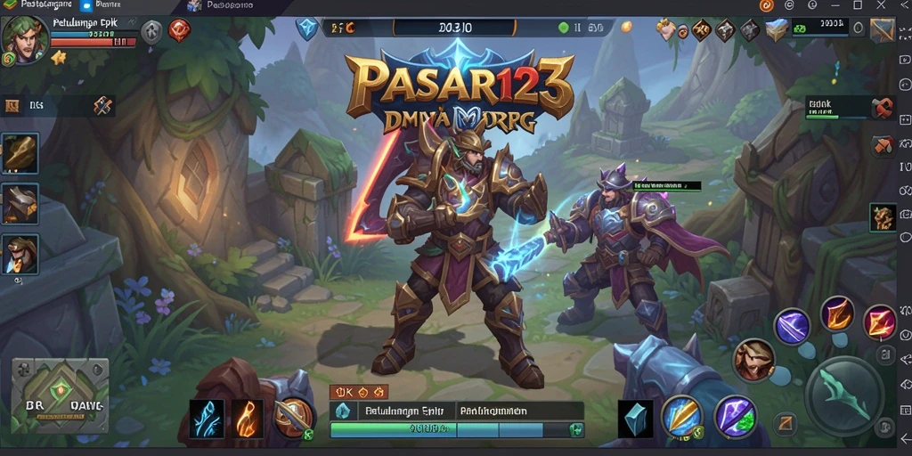 Screenshot utama PASAR123 menampilkan aksi seru dalam petualangan MMORPG.