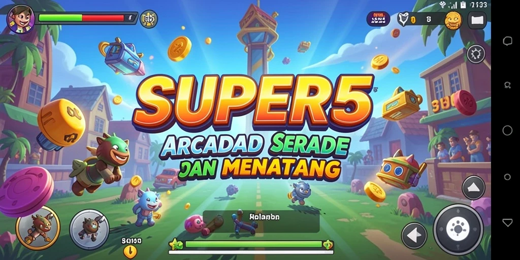 Tampilan gameplay SUPER5 yang seru dan interaktif.